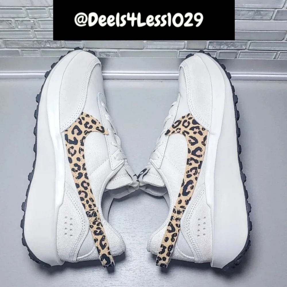 Nike Waffle Debut Leopard Womens Sail Sesame Black